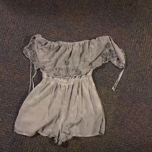 Olive green strapless romper